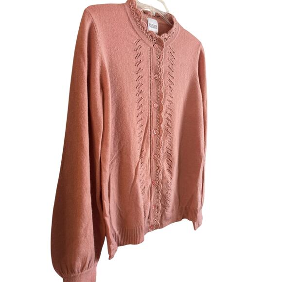 Madeleine Thompson Women’s Cashmere Wool Hawthorne Cardigan Pink M Scalloped - Picture 3 of 8